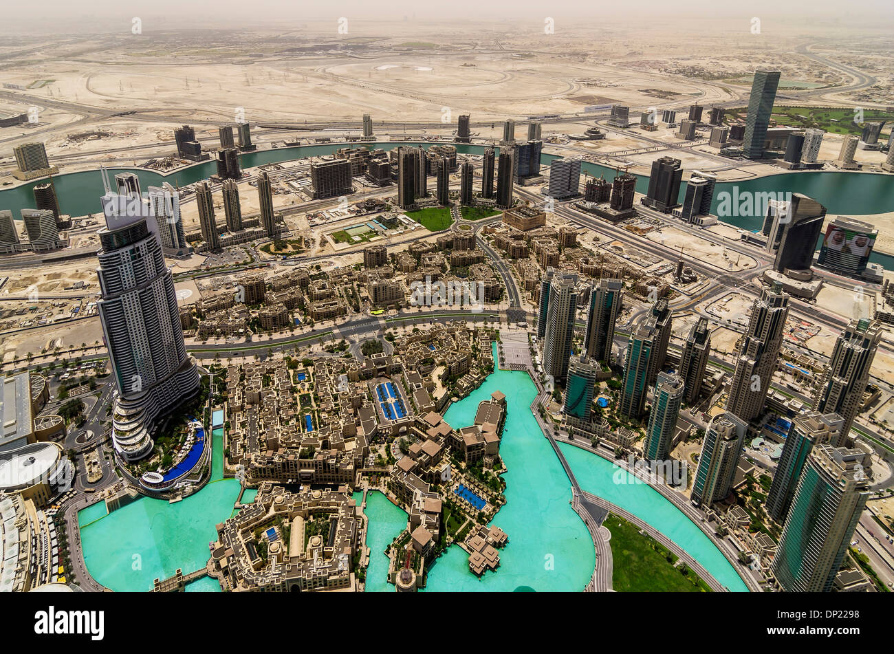 Vue depuis la tour Burj Khalifa, Dubai, Émirats Arabes Unis Banque D'Images