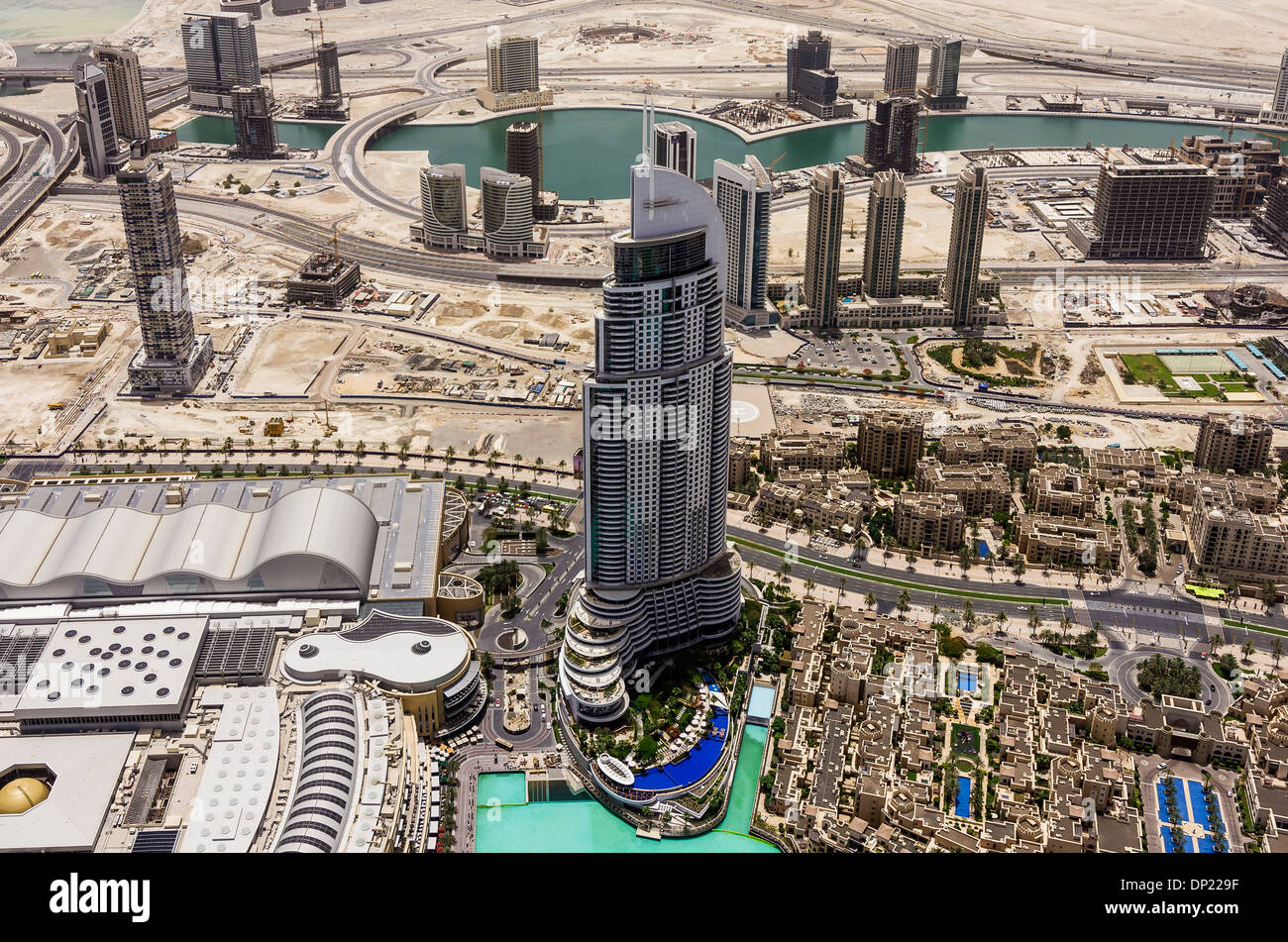 Vue depuis la tour Burj Khalifa, Dubai, Émirats Arabes Unis Banque D'Images