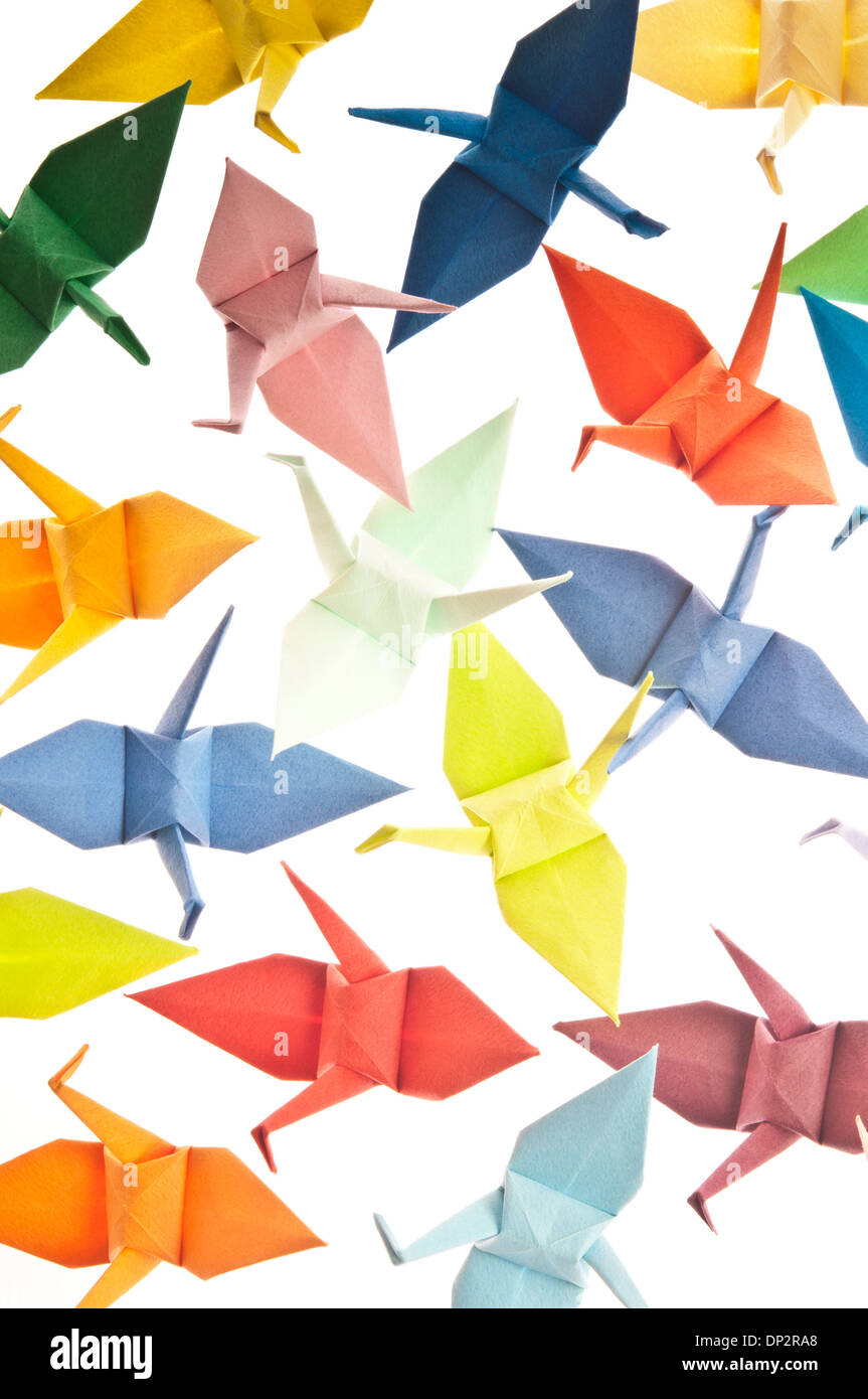 Oiseaux origami coloré Banque D'Images