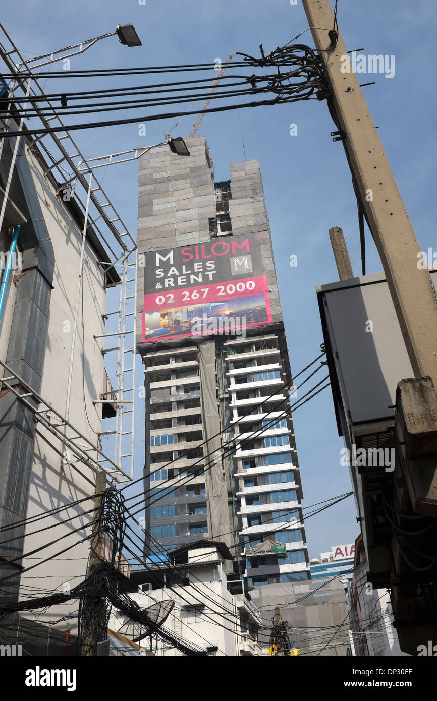 M Silom Bangkok Site Construction Bloc appartement Banque D'Images