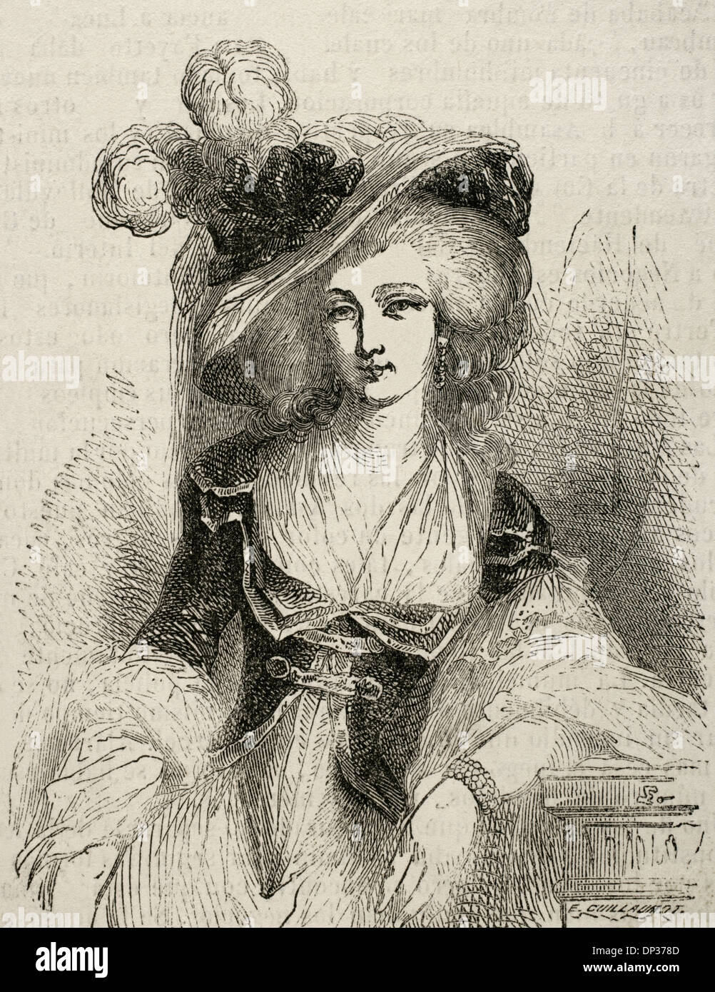 Marie Louise de Savoie, princesse de Lamballe (1749-1792). Aristocrate français de la branche cadette de la Maison de Savoie. La gravure. Banque D'Images