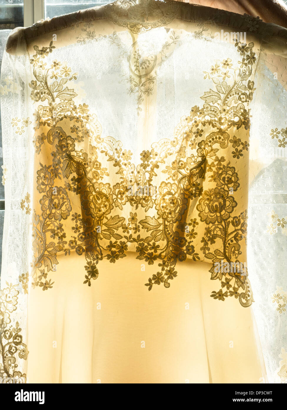 Années 80 Vintage robe de mariage corsage à dentelles viennois Still Life Banque D'Images