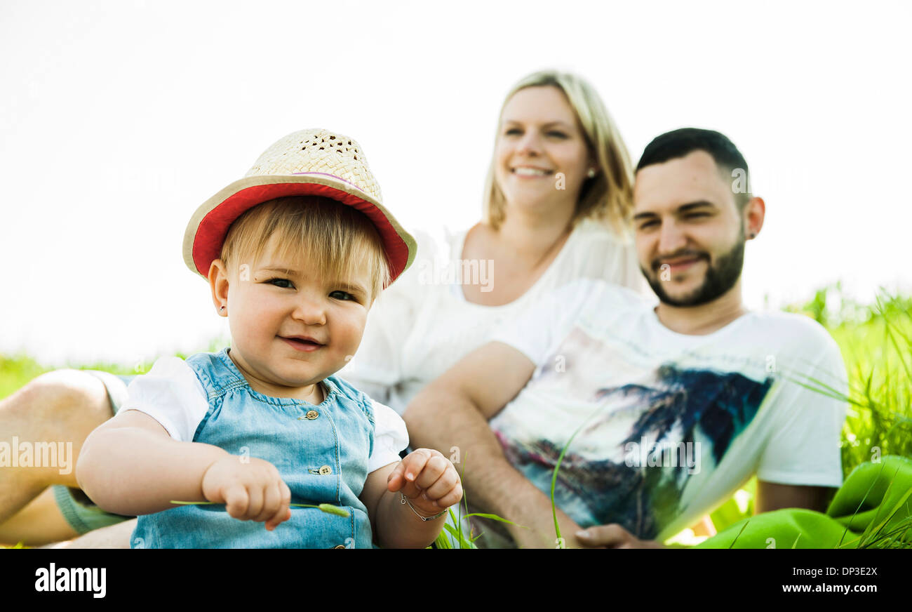 Portrait de famille en plein air, Mannheim, Baden-Wurttemberg, Germany Banque D'Images