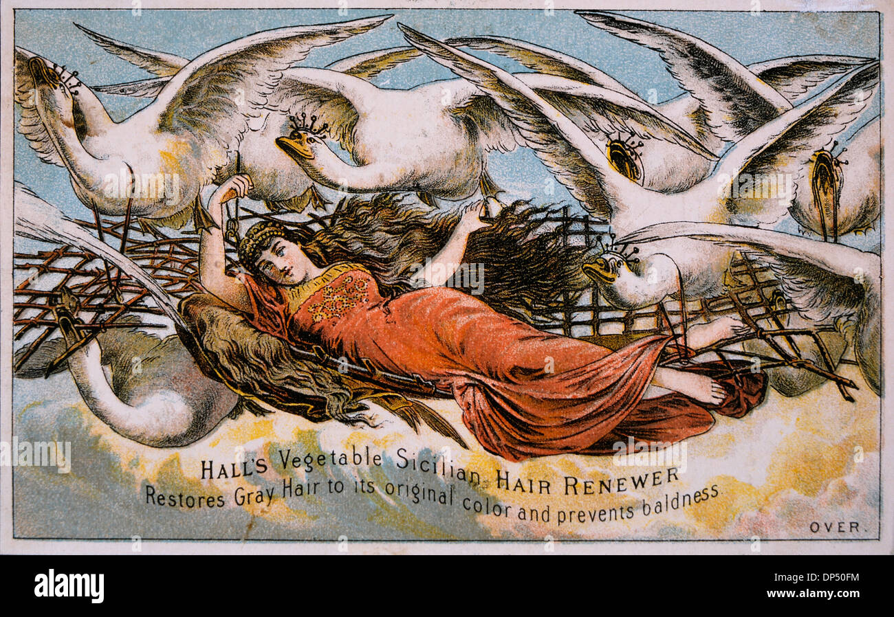 Des légumes du hall, rénovateur cheveux sicilienne Vintage Trade Card, vers 1900 Banque D'Images