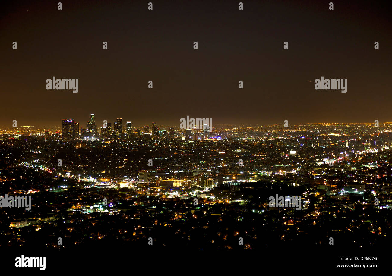 Vue de Los Angeles, Californie, États-Unis d'Amérique, USA la nuit de l'Observatoire Griffith Banque D'Images