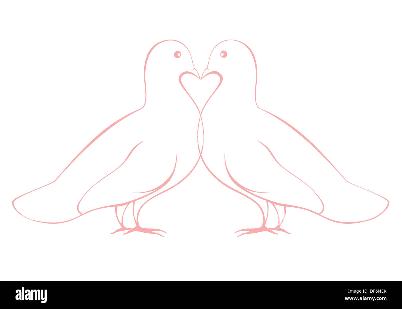 Paire de colombes dans l'amour avec une illustration du symbole du cœur, la Saint Valentin ou un mariage conception de cartes Banque D'Images