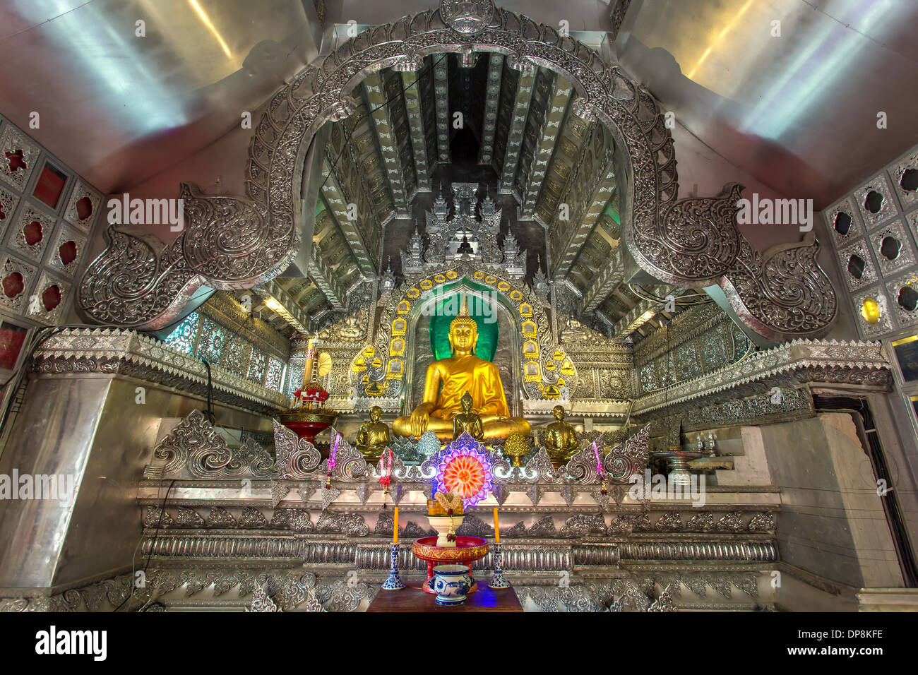 Wat Sri Suphan, le célèbre Temple d'argent à Chiang Mai, Thaïlande Banque D'Images