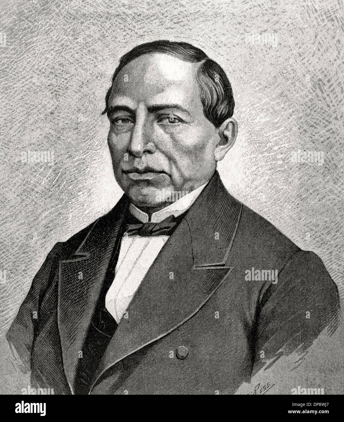 Benito Pablo Juárez García (1806-1872). Avocat et homme politique mexicain de Zapotec. Le président du Mexique. La gravure. Banque D'Images