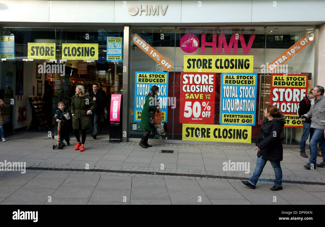 Succursale de HMV fermeture vente, Islington, Londres Banque D'Images