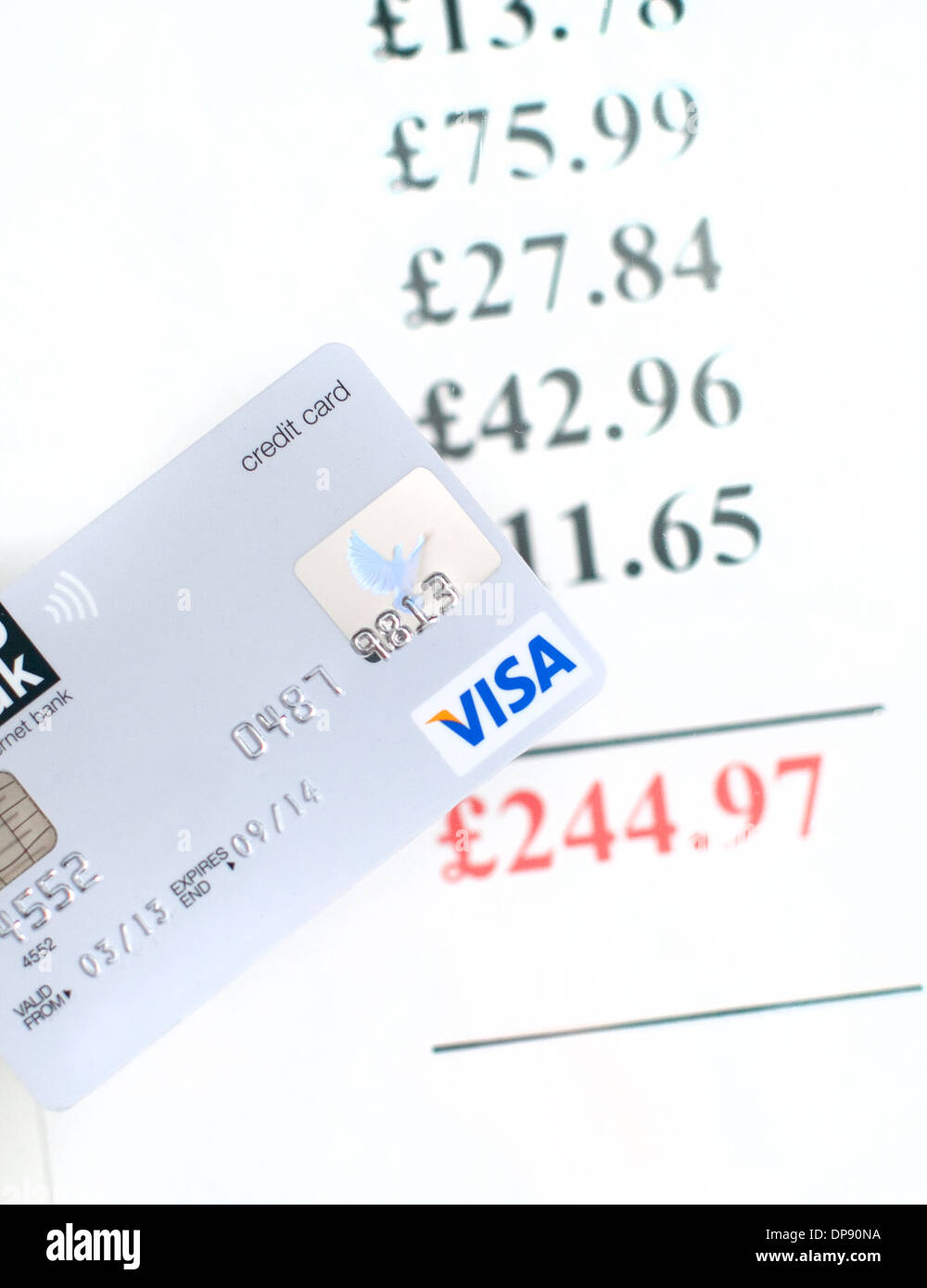 Maxed-out d'une carte de crédit Visa, Londres Banque D'Images