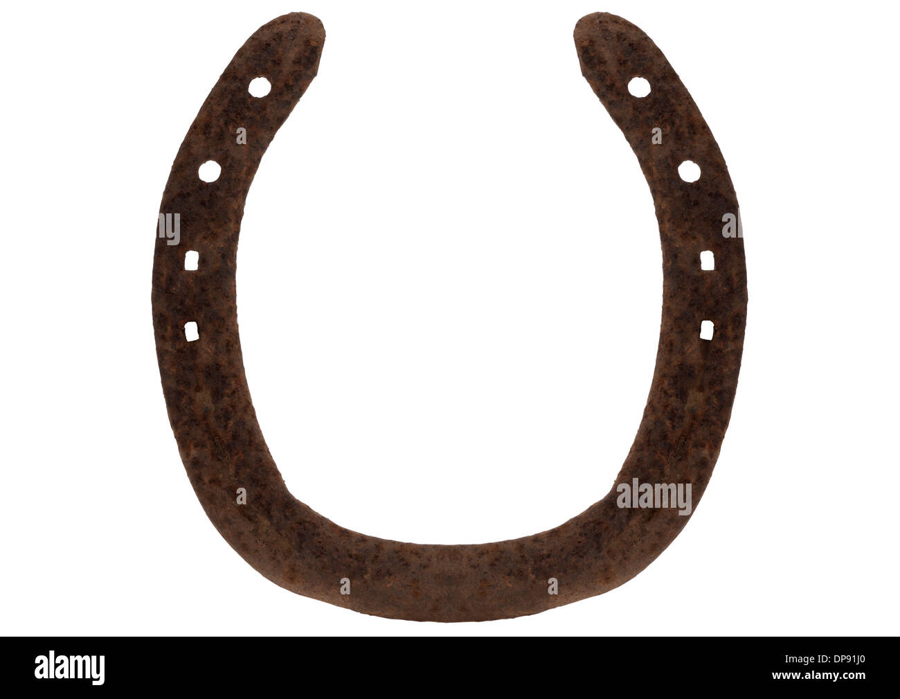 Old rusty à cheval sur fond blanc Banque D'Images