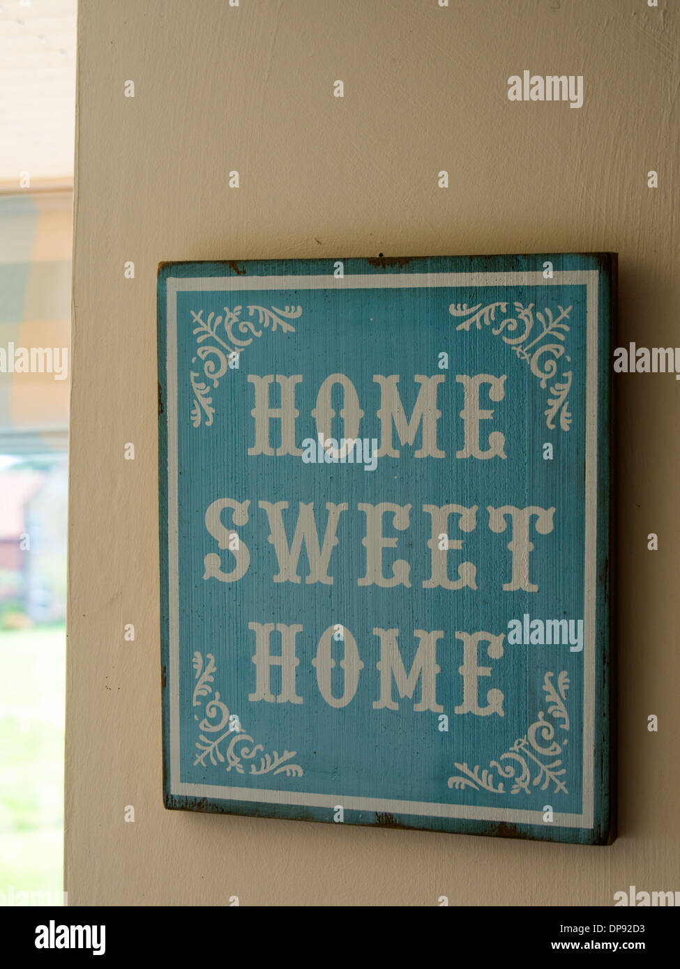 Home Sweet Home signer dans une maison équipée Banque D'Images