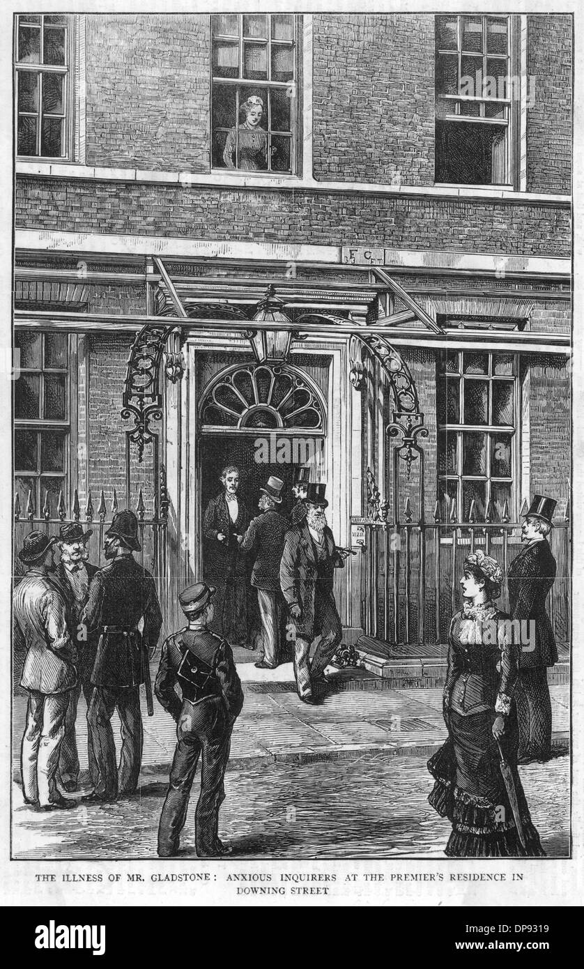 La maladie de Gladstone, Downing Street, 1880 Banque D'Images