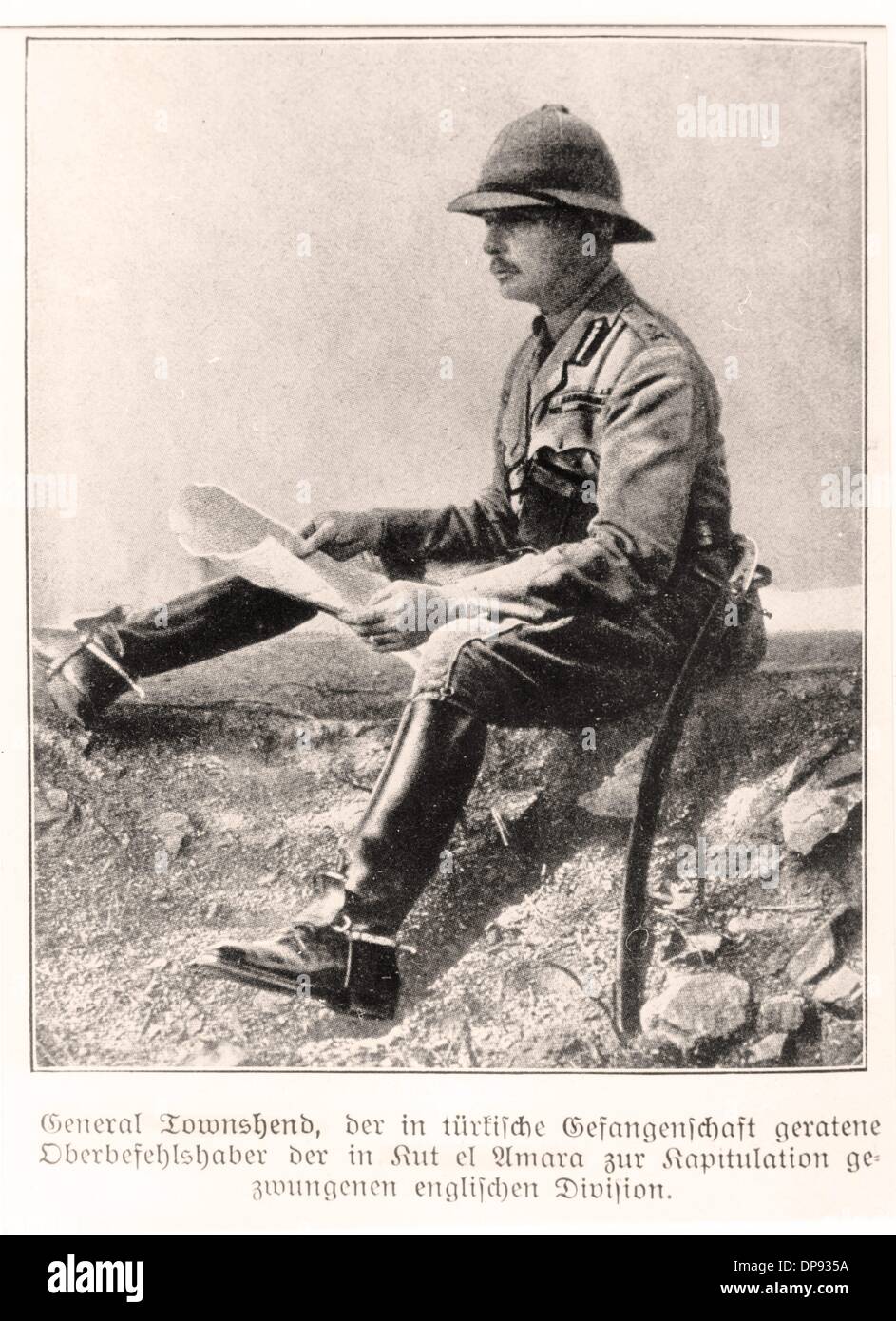 Une image du général britannique et commandant de l'avance britannique sur le devant de la Mésopotamie Charles Townshend est illustrée de la façon dont elle a été publiée dans l'allemand Illustrirten Zeitung (Illustrated Press) en 1916. Townshend a été capturé par l'armée turque pendant le siège de Kut par l'armée ottomane, qui a été l'un des grands défaites militaires de la Grande-Bretagne dans le théâtre secondaire de la guerre au Moyen-Orient pendant la première Guerre mondiale Date inconnue. Fotoarchiv für Zeitgeschichte Banque D'Images