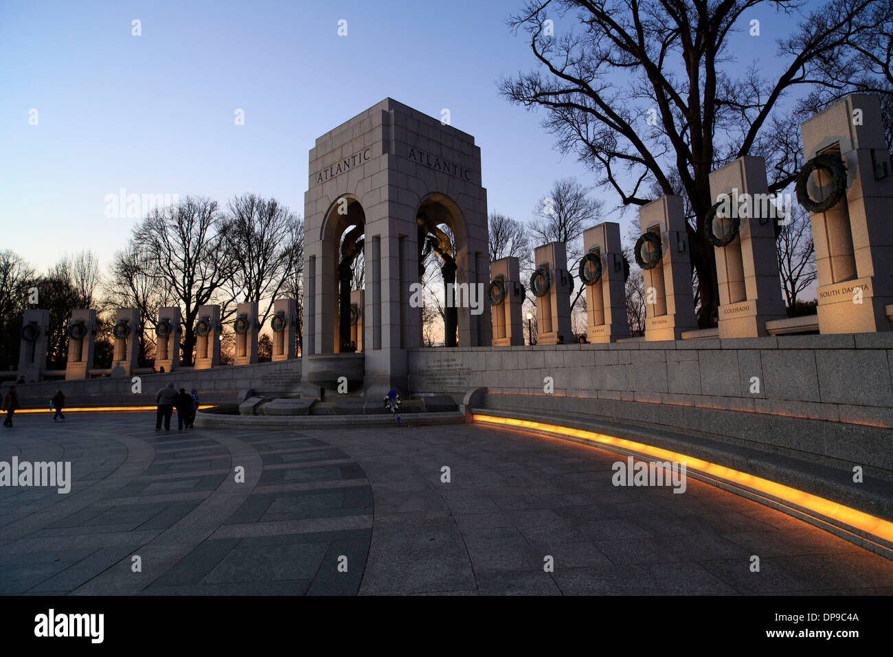 Le World War II Memorial, Washington DC. 17 Décembre, 2013. photo par Trevor Collens. Banque D'Images