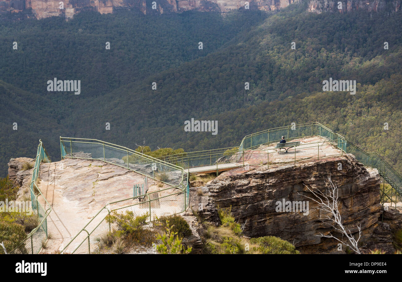 Pulpit Rock Lookout Point de vue dans les Blue Mountains, New South Wales, Australie Banque D'Images