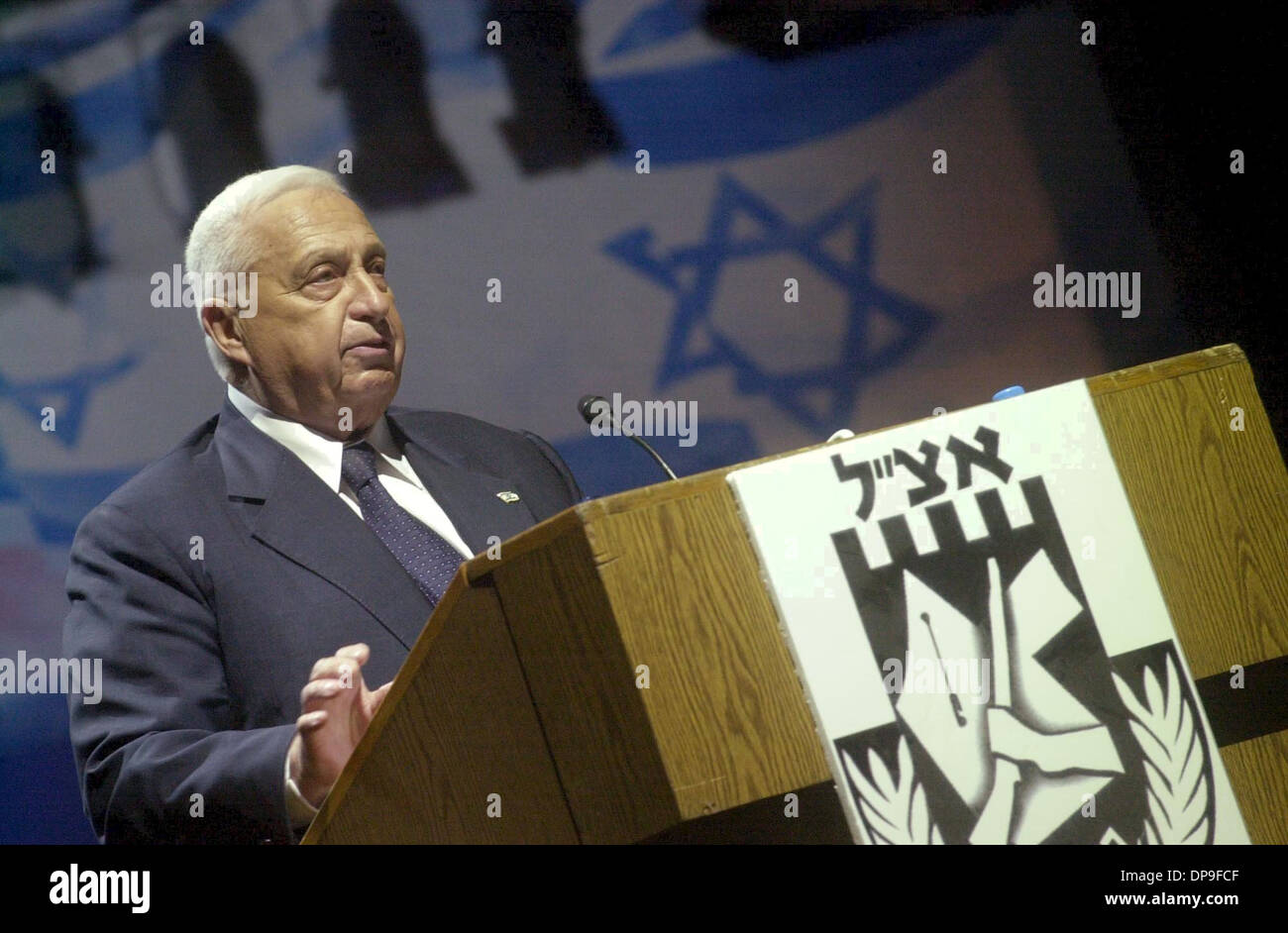 Ariel Sharon, aussi connu sous son diminutif Arik, né le ‎ ; 26 février 1928 - 11 janvier 2014 était un homme d'Israël et de prendre sa retraite Banque D'Images