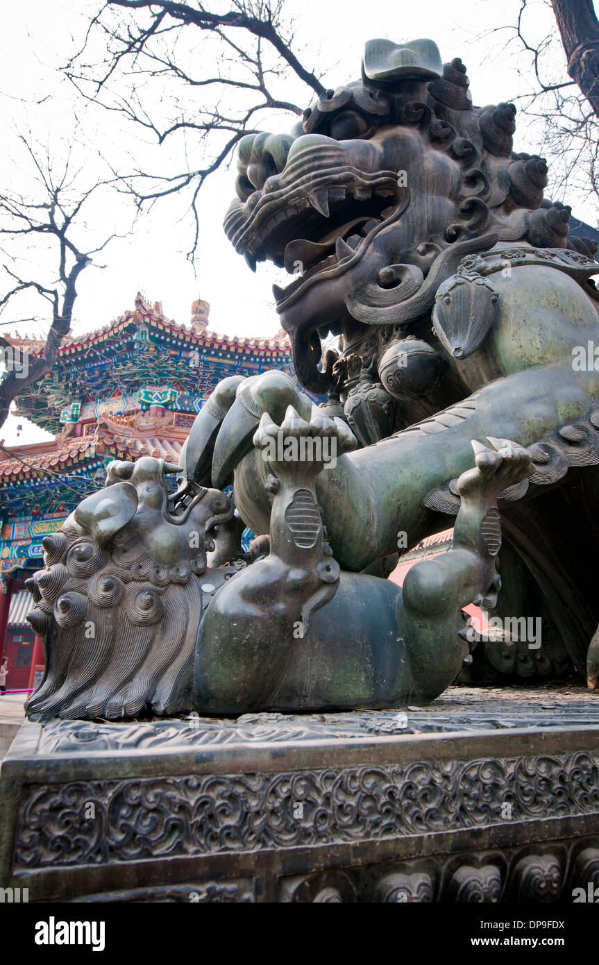 Temple de Yonghe (Palais de la paix et l'harmonie appelé Temple du Lama), à Beijing, Chine Banque D'Images