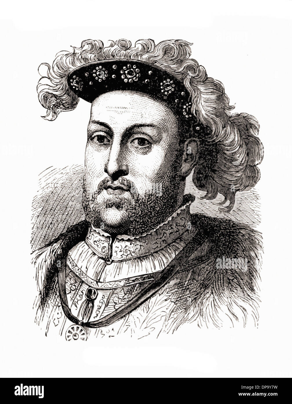 Portrait du Roi Henry VIII - La gravure XIX ème siècle Banque D'Images