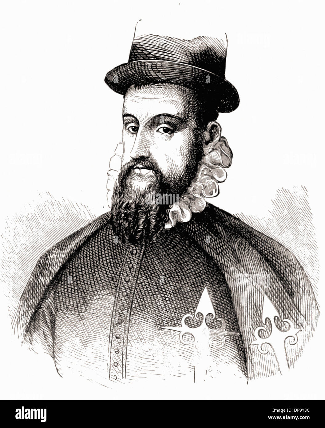 Portrait de Francisco Pizarro - La gravure XIX ème siècle Banque D'Images