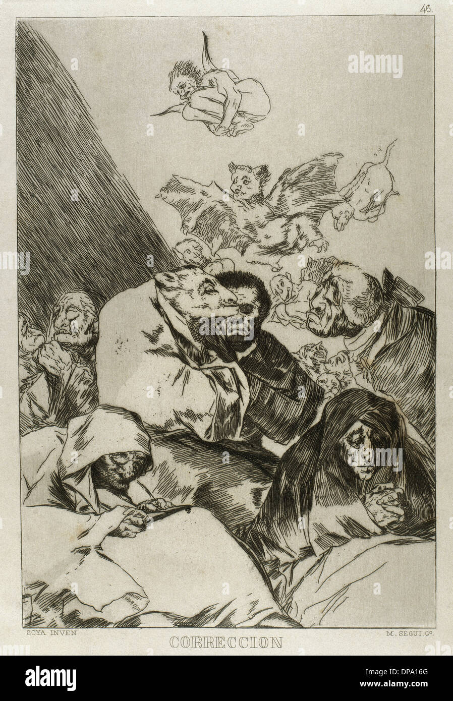 Goya (1746-1828). Peintre et graveur espagnol. Los Caprichos. Correccion (Correction). Numéro 46. Banque D'Images