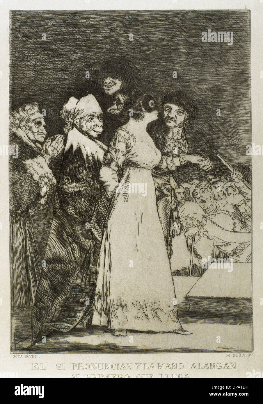 Goya (1746-1828). Peintre et graveur espagnol. Los Caprichos. Oui prononcer et leurs mains pour le premier venu. Numéro 2. Banque D'Images