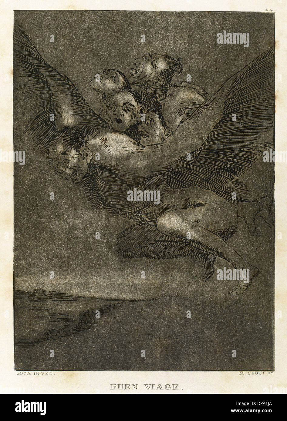 Goya (1746-1828). Peintre et graveur espagnol. Los Caprichos. Buen Viaje (Bon Voyage). Numéro 64. Banque D'Images