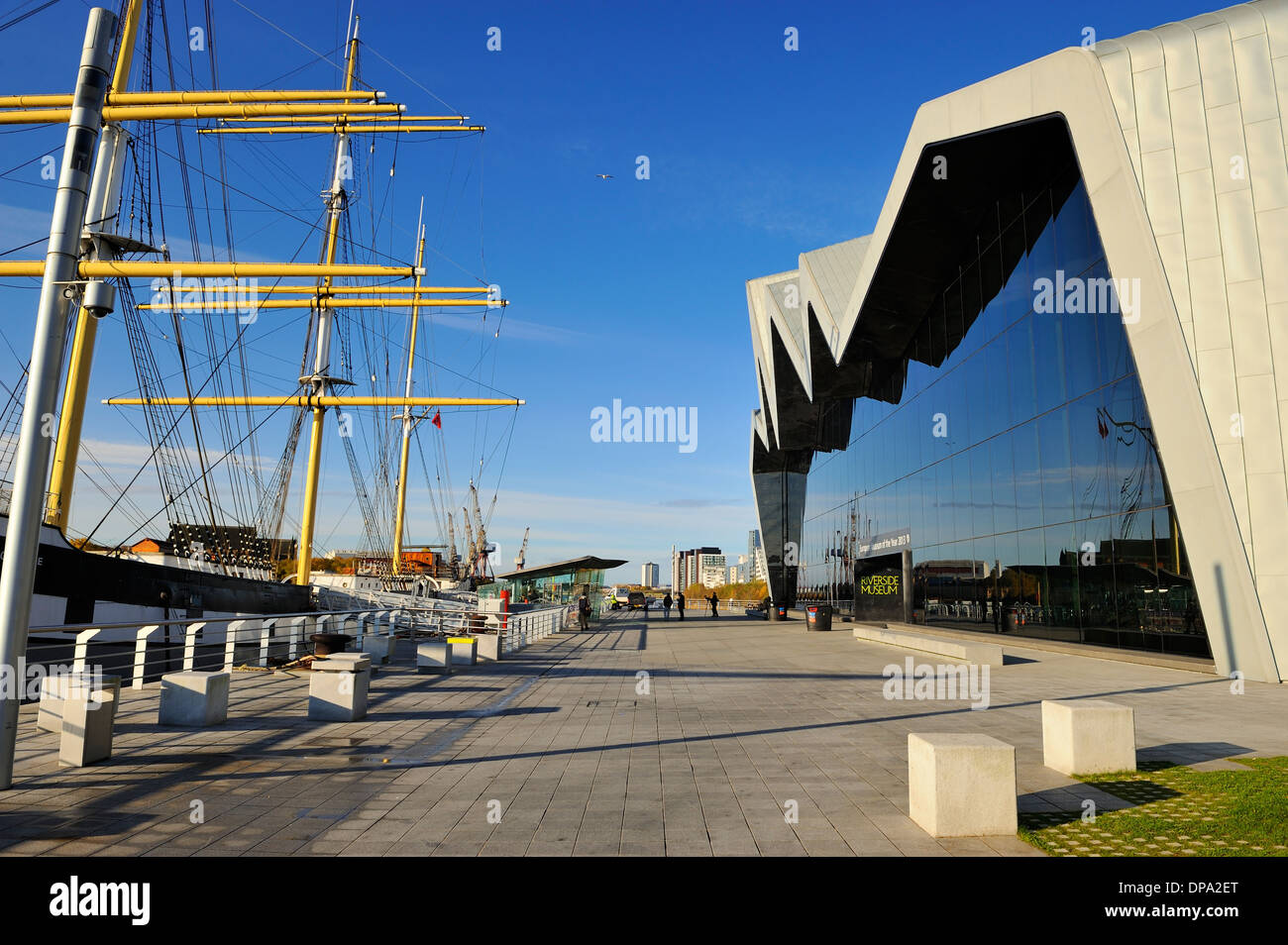 Tall Ship Glenlee SV accostera au nouveau musée au bord des transports, Glasgow, Ecosse Banque D'Images
