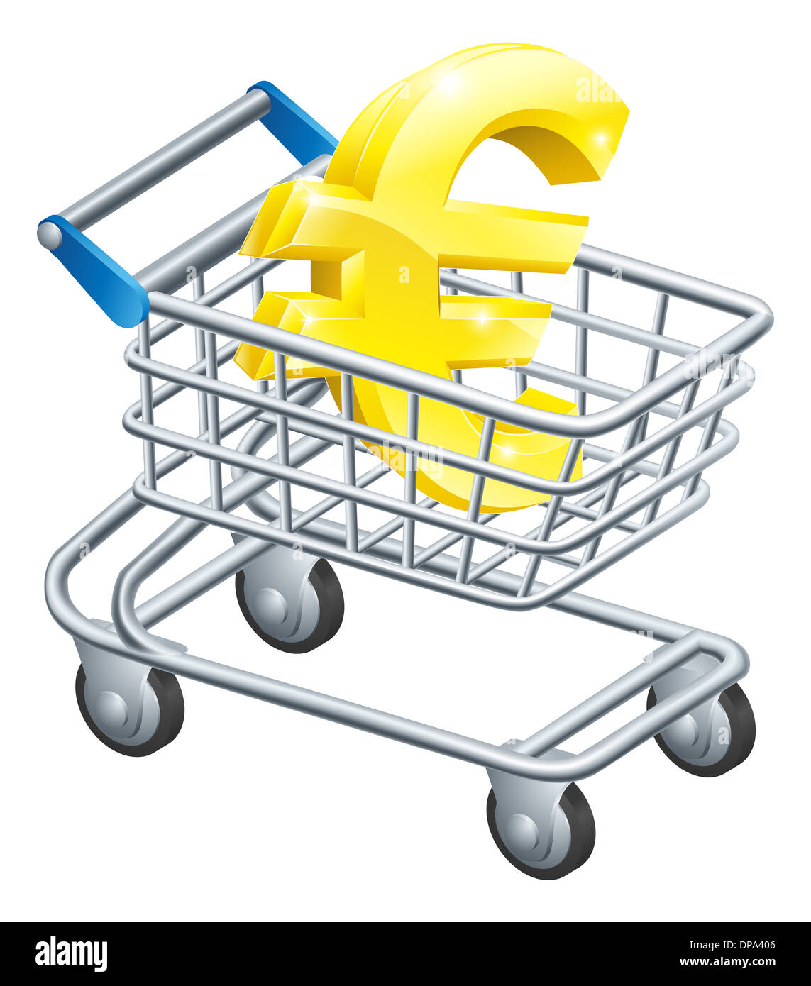 Chariot euro concept de symbole de l'Euro dans un supermarché panier ou le chariot Banque D'Images