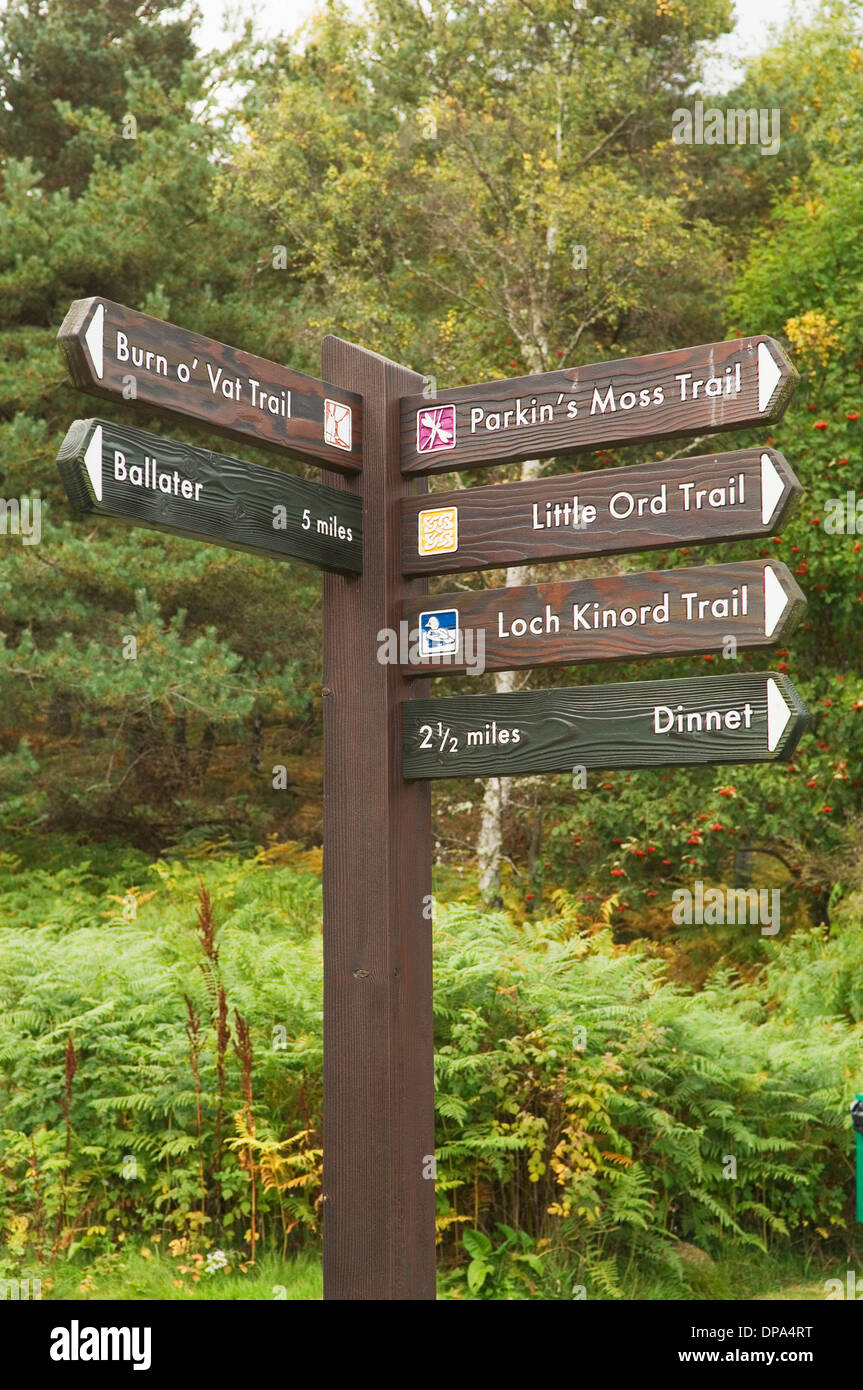 Signes à graver o' TVA visitor centre, près de Dinnet, Deeside, Aberdeenshire, en Écosse. Banque D'Images