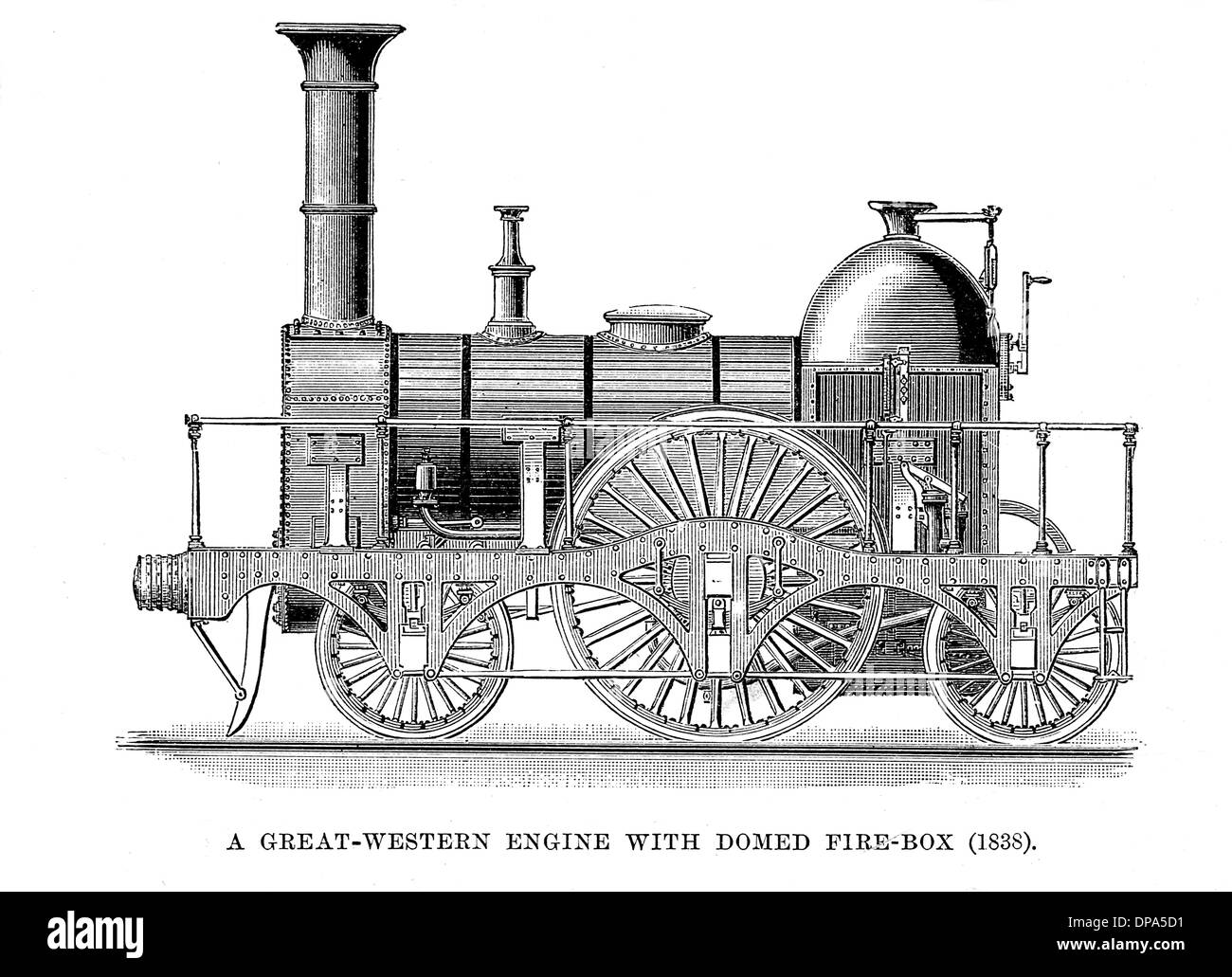 Grande locomotive de chemin de fer de l'Ouest 1838 Banque D'Images