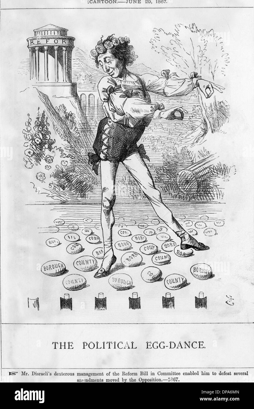 Caricature, la danse politique de l'œuf (Disraeli) Banque D'Images