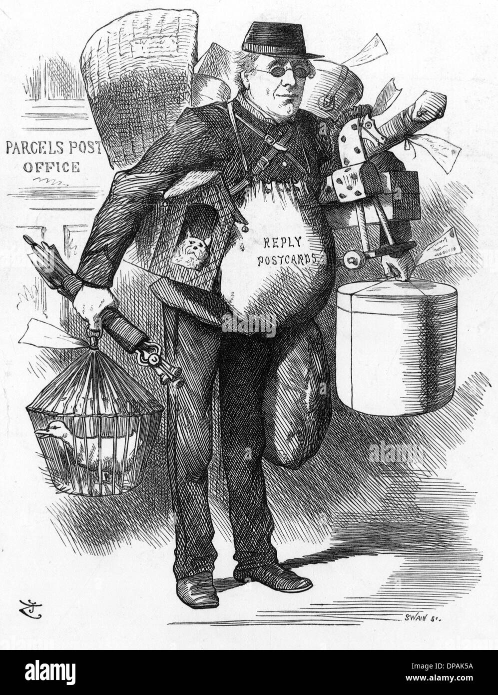 Caricature, l'homme pour la poste (Henry Fawcett) Banque D'Images