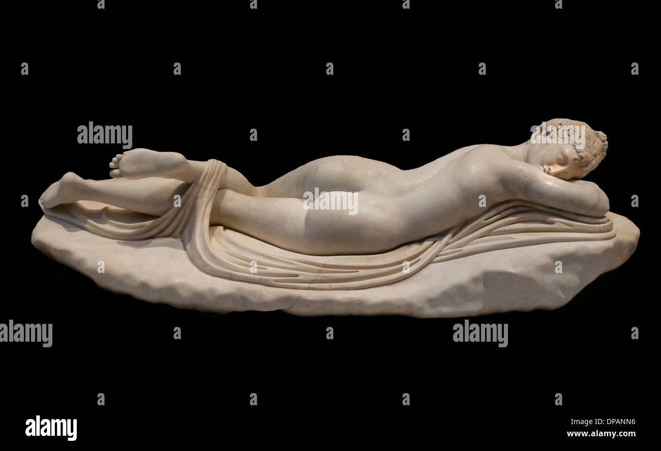 Copie romaine d'un hermaphrodite hermaphrodite endormi Selon Polycles (actif à Alexandrie, Egypte, autour de 175 avant J.-C.) à 130-150 ANNONCE Banque D'Images