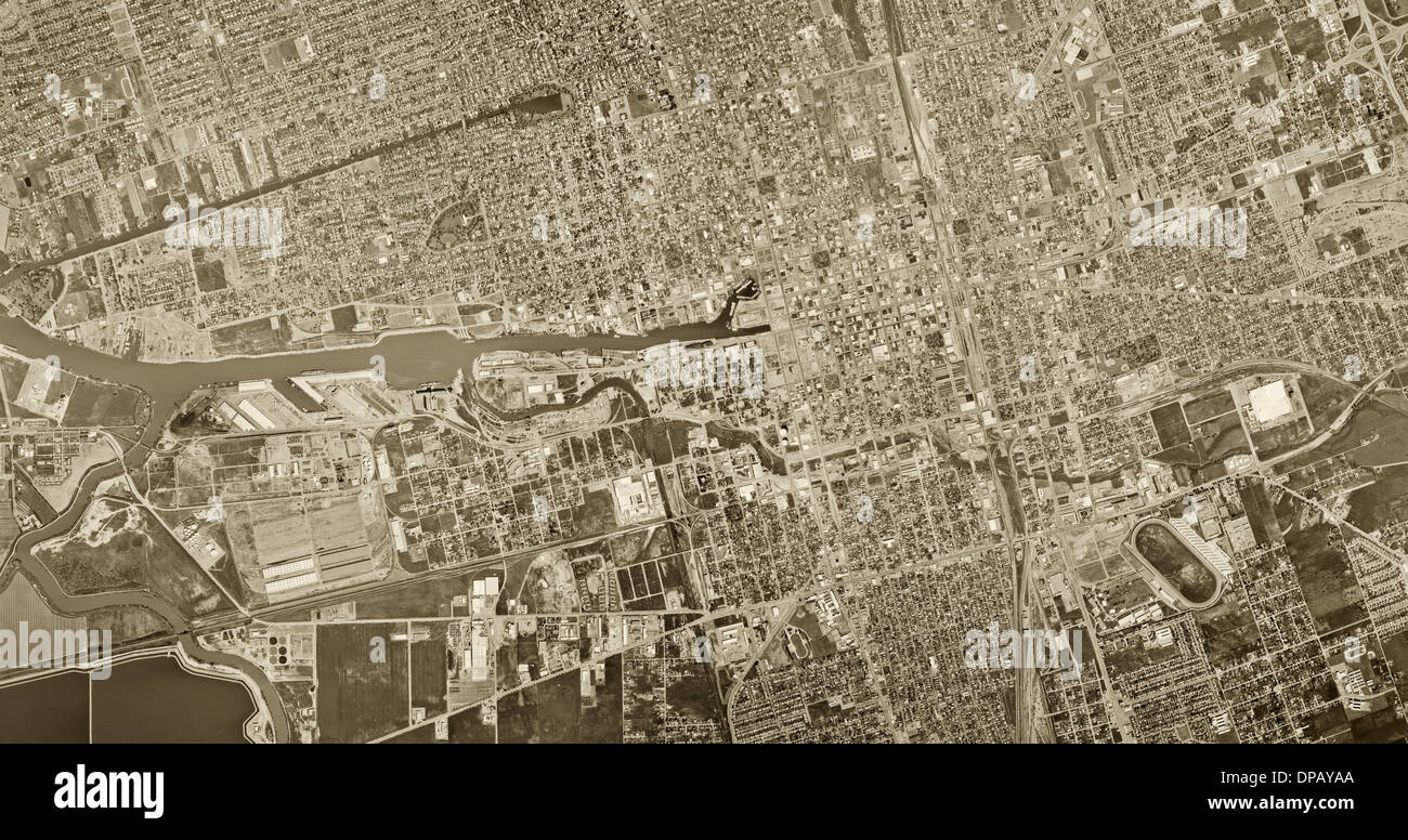 Photographie aérienne historique Stockton, en Californie, 1967 Banque D'Images