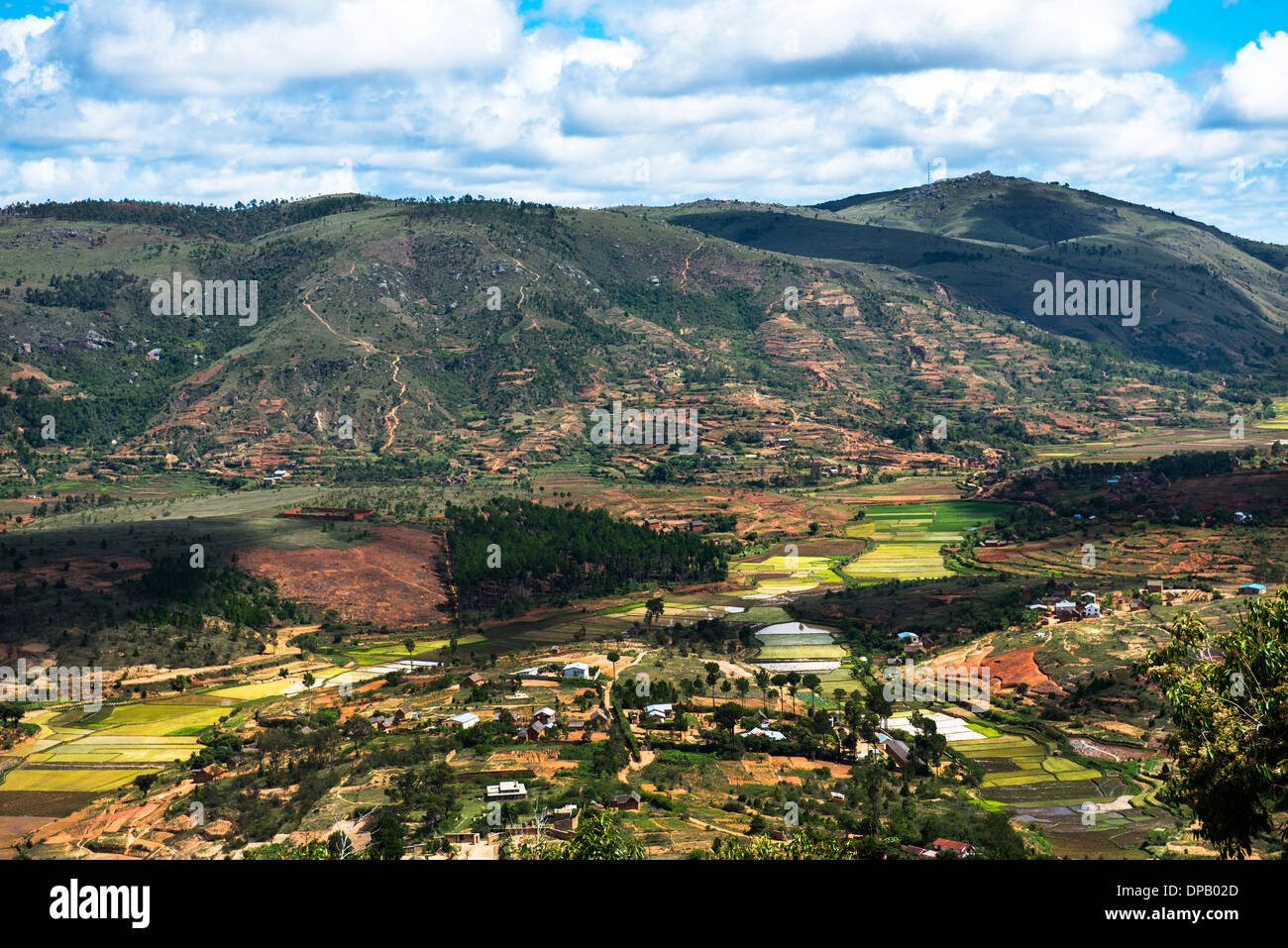 Beaux paysages rurales autour de la capitale d'Antananarivo. Banque D'Images