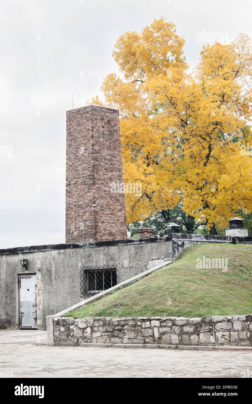 Réplique de la chambre à gaz et d'un crématorium, camp de concentration d'Auschwitz, Oswiecim, Pologne, Europe Banque D'Images
