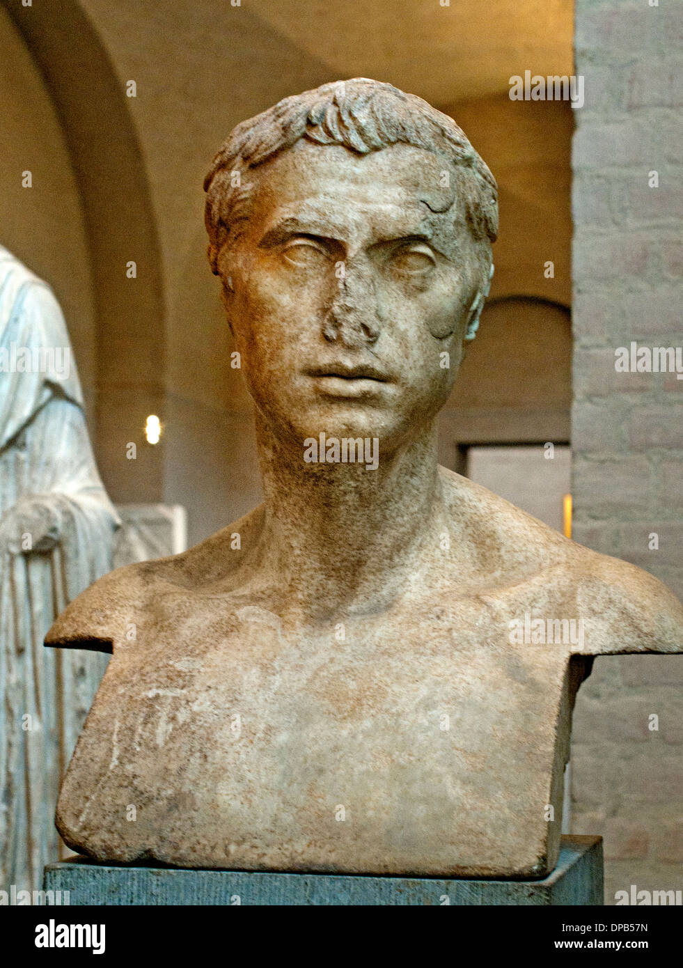 Buste, à partir d'un roman, herma 30-20 av. J.-C. Rome Italie Italien Banque D'Images
