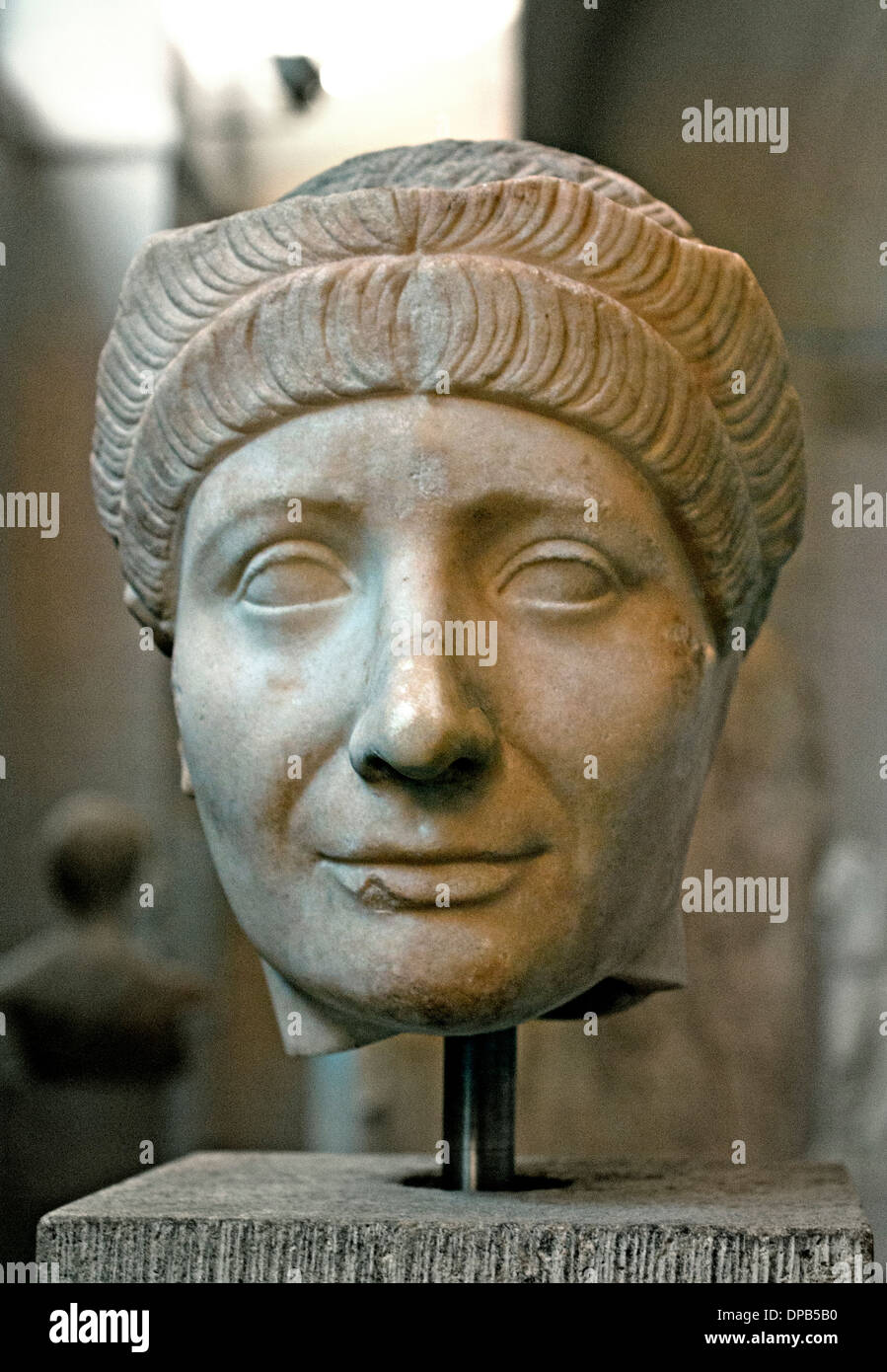 Tête d'une statue funéraire romain, 110 CE. Banque D'Images