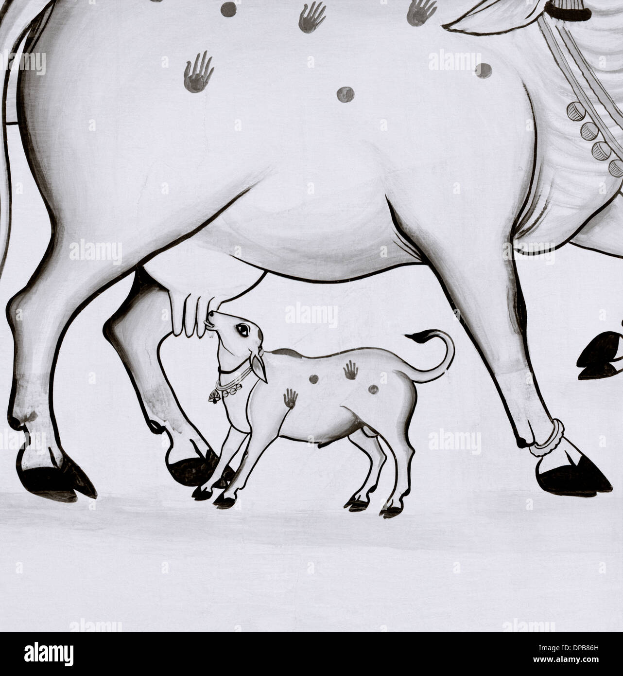Street art hindou à Udaipur au Rajasthan en Inde en Asie du Sud. Image Religion religieux sacré vaches vache Wanderlust Voyage Évasion Banque D'Images