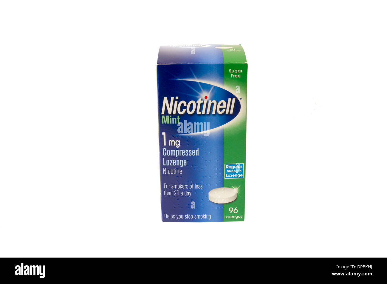 Une boîte de pastilles Nicotinell utilisée pour aider les gens à arrêter de fumer Banque D'Images