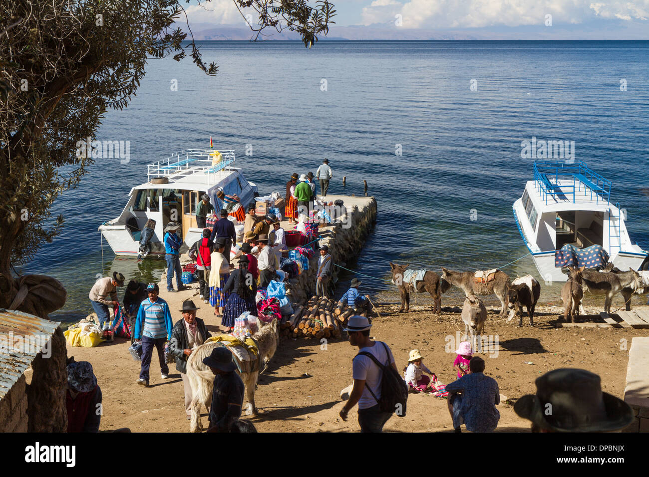 Port de Ferry de Challapampa sur "Isla del Sol', lac Titicaca, Bolivie Banque D'Images