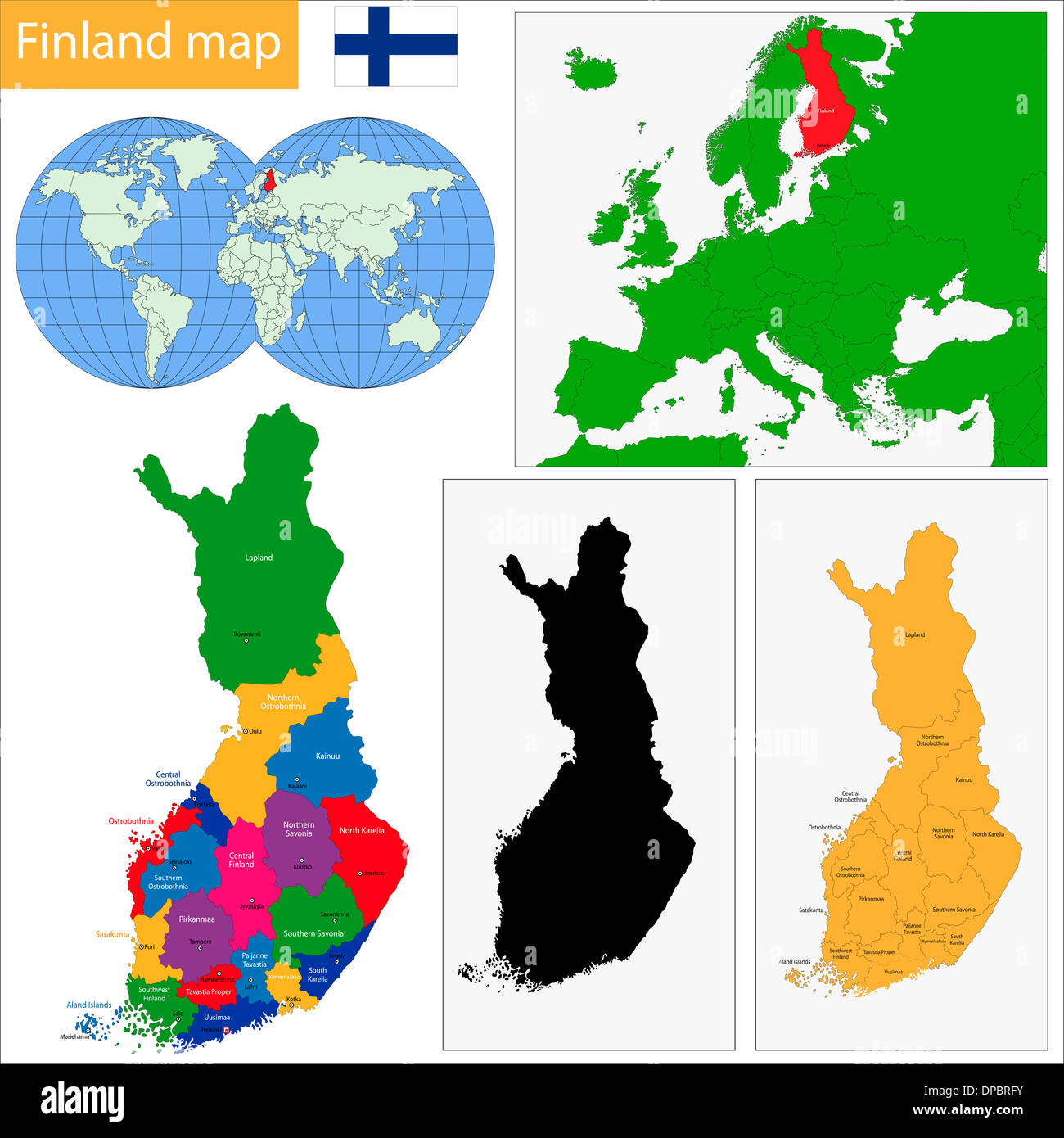 Carte de Finlande Banque D'Images