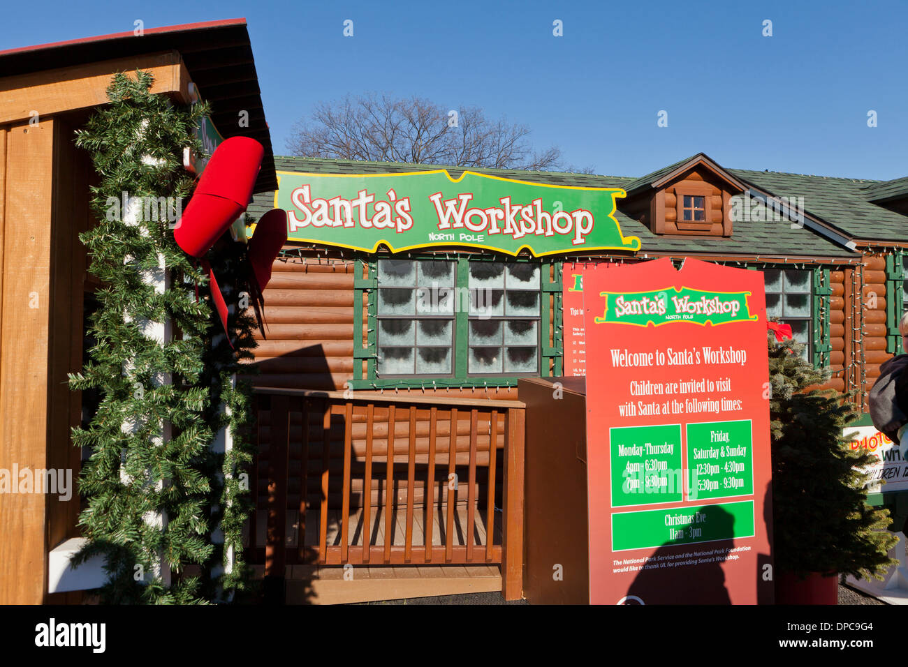 L'atelier du Père Noël et de signer - USA Banque D'Images