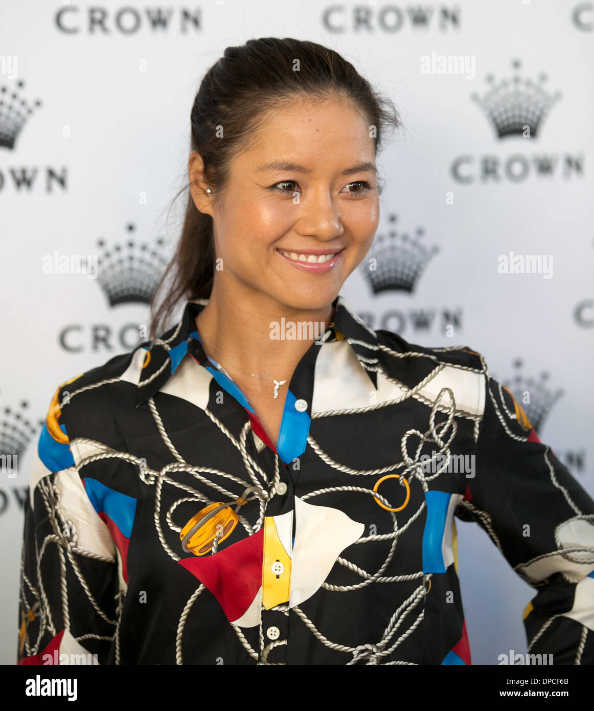 Li Na à l'État partie, les joueurs d'ING, Melbourne, le 12 janvier 2014. Banque D'Images