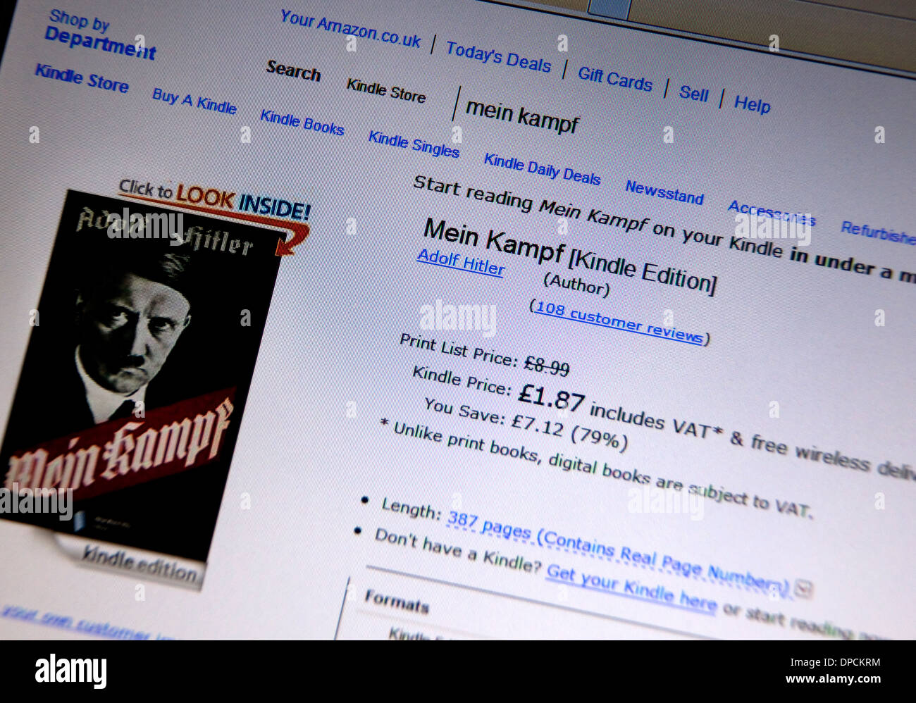 Mein Kampf d'Adolf Hitler devient e-livre best-seller, Londres Banque D'Images