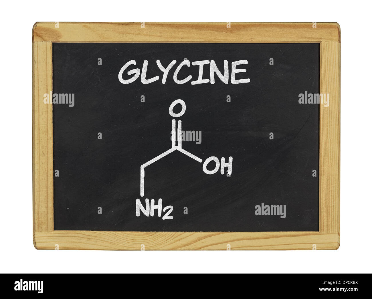 Formule chimique de glycine sur un tableau noir Banque D'Images