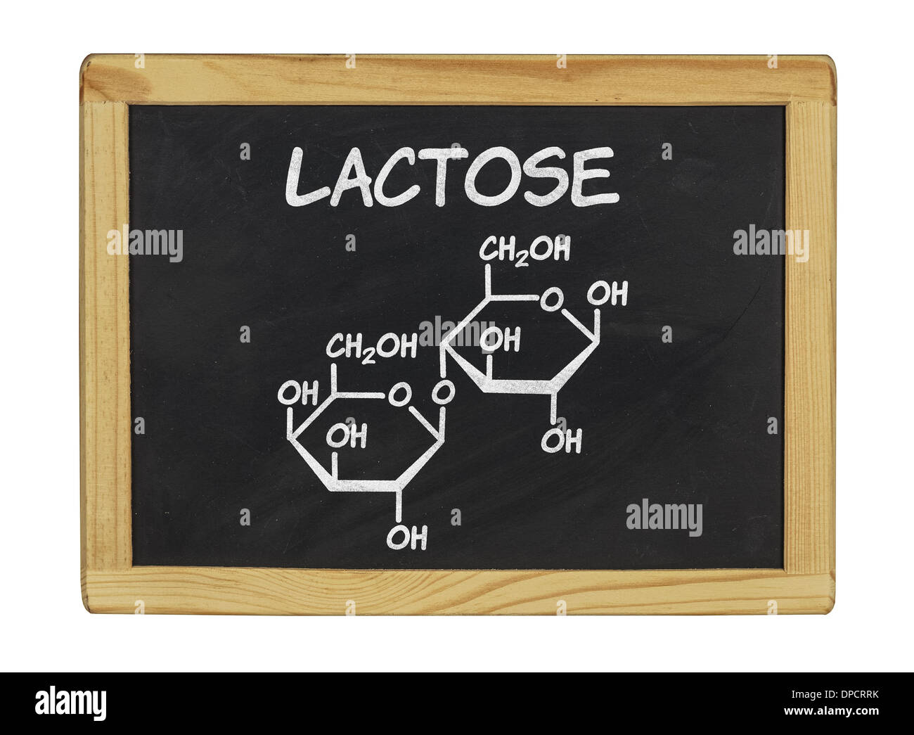 Formule chimique de lactose sur un tableau noir Banque D'Images