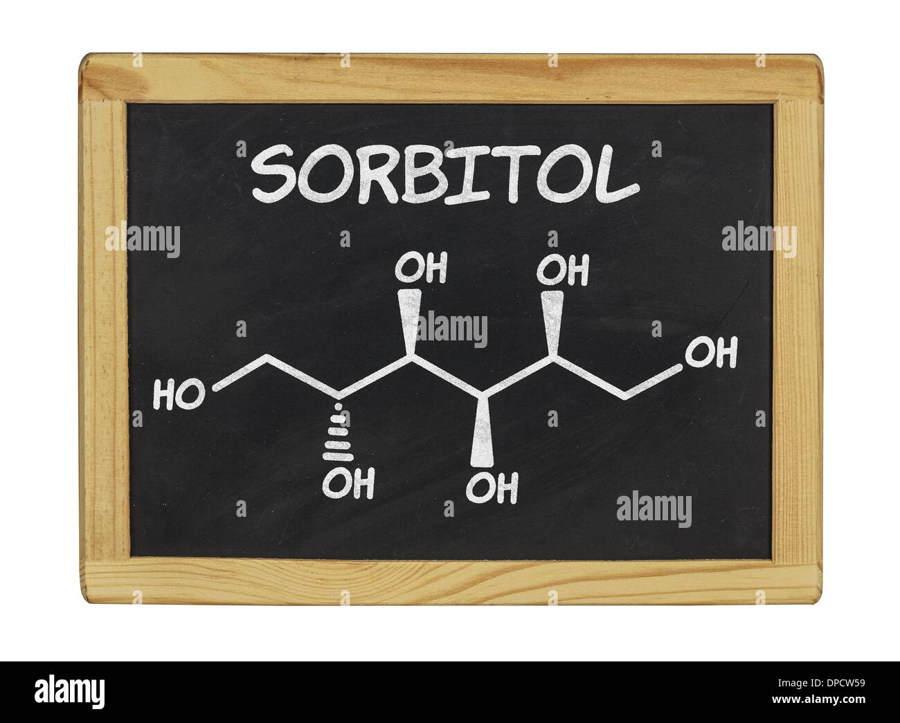 Formule chimique de sorbitol sur un tableau noir Banque D'Images