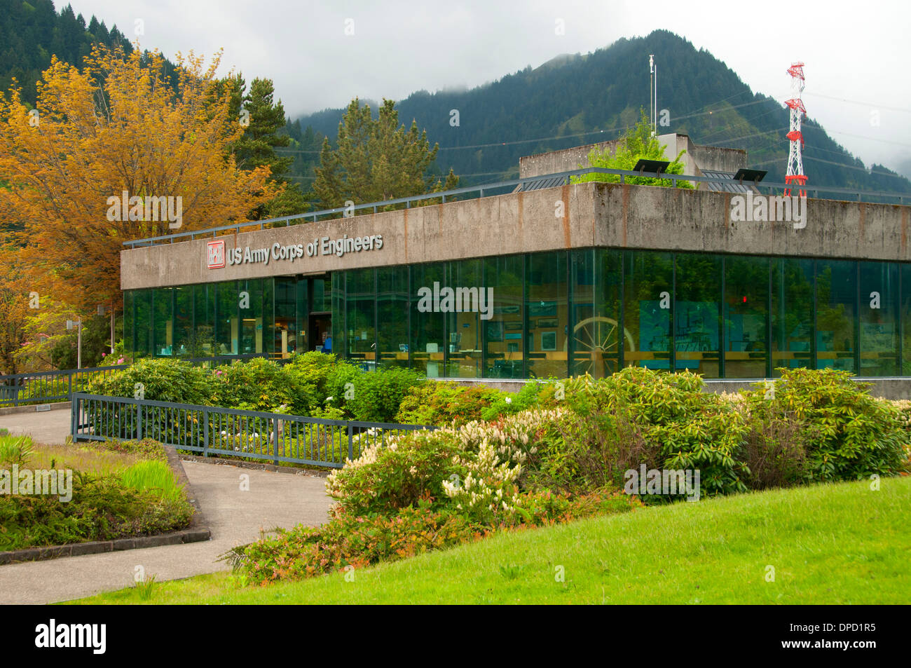 Centre d'accueil, le barrage de Bonneville, Columbia River Gorge National Scenic Area, New York Banque D'Images